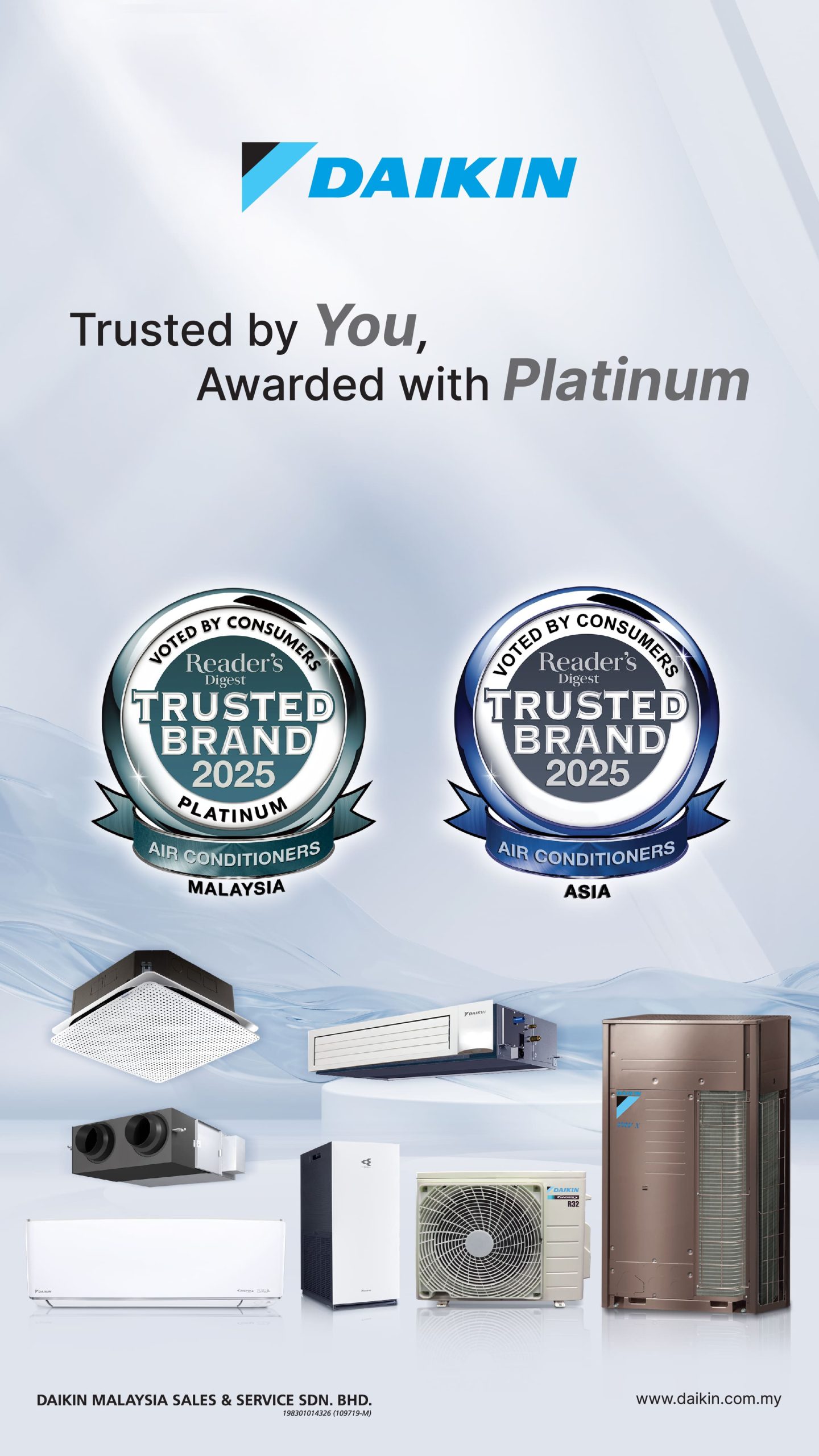 Daikin Malaysia Awarded “Most Trusted Brand” in Malaysia and Asia by Reader’s Digest | Daikin Malaysia