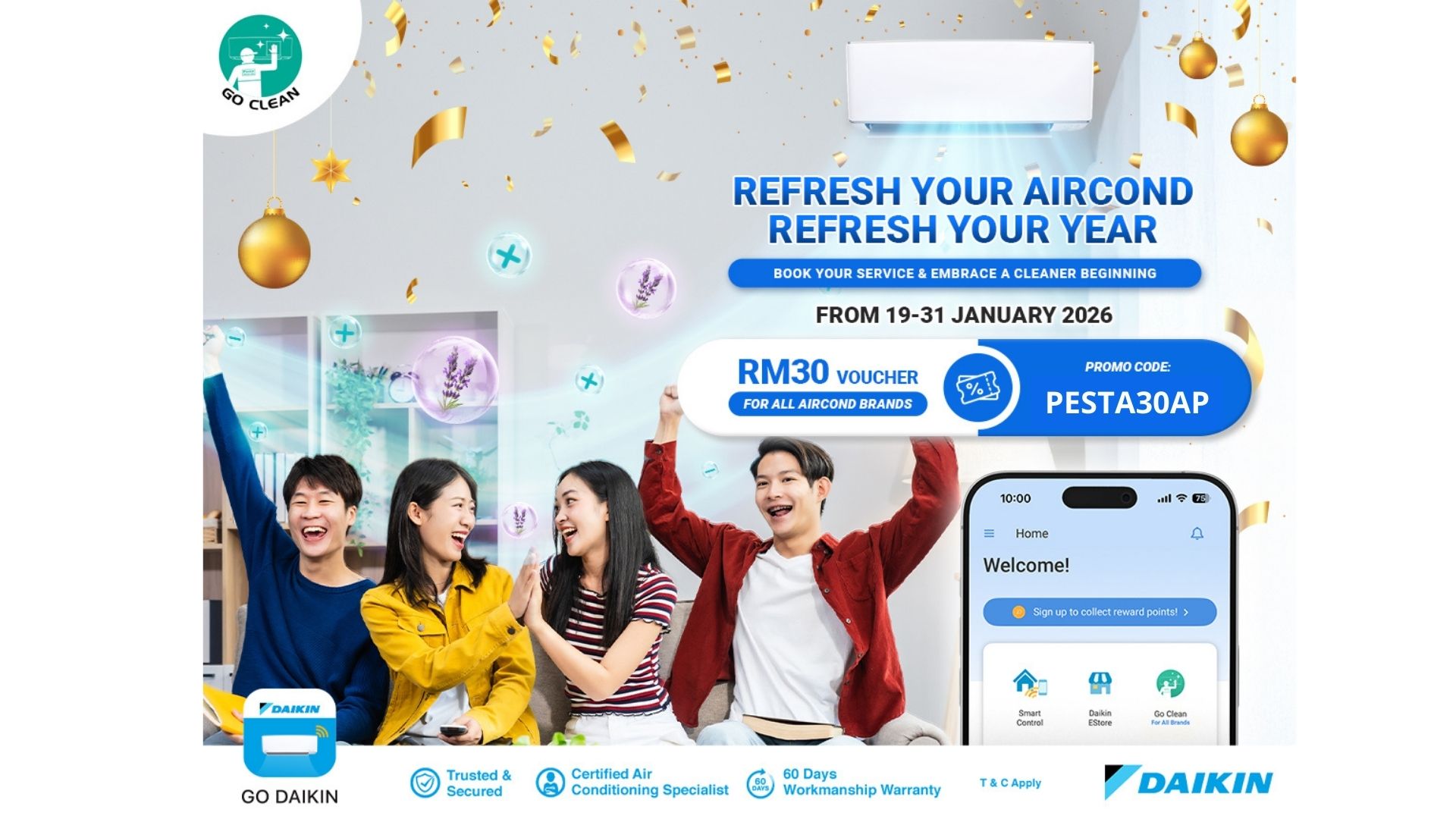 Glad Tidings and a Happy New Year! What better way to start fresh with code PESTA30AP! | Daikin Malaysia