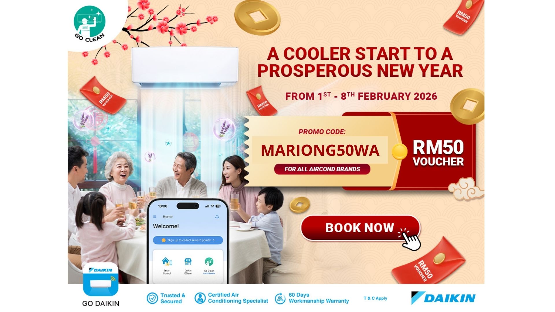 Protect Your Family with MARIONG50WA Aircond Cleaning for Chinese New Year! - Daikin Malaysia