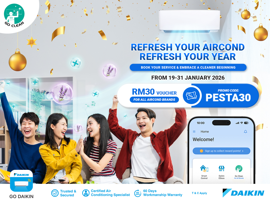 Glad Tidings and a Happy New Year! What better way to start fresh with code PESTA30! - Daikin Malaysia